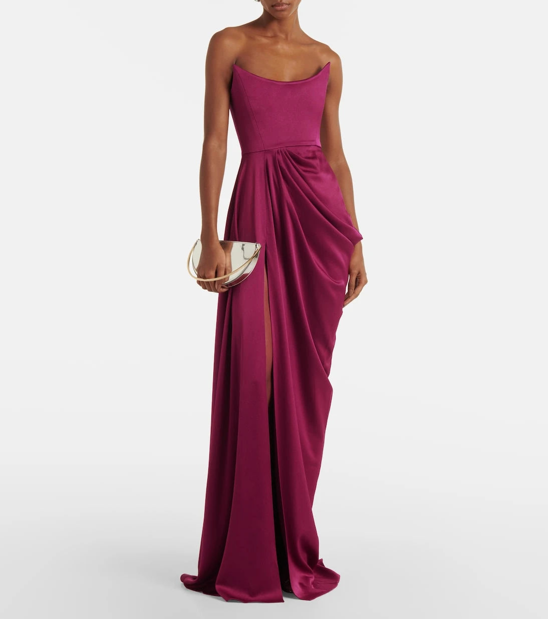 Alex Perry - Draped satin crêpe bustier gown