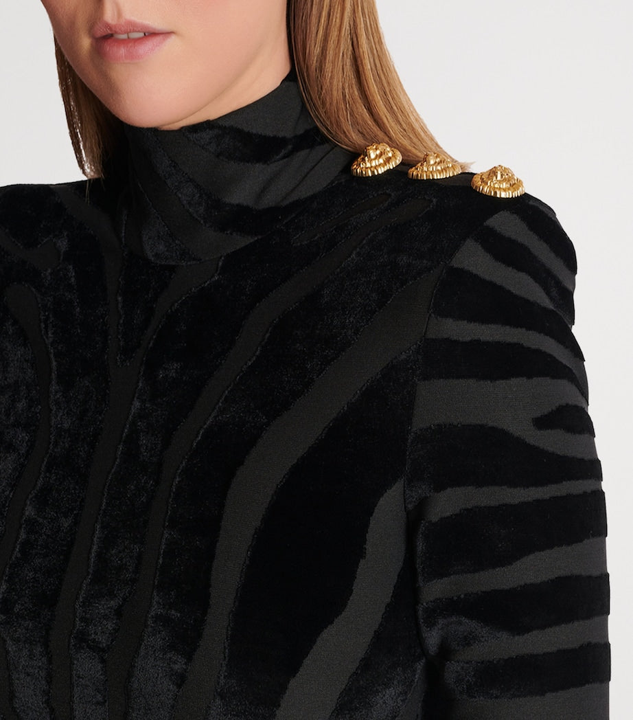 Velvet Zebra Print Mini Dress