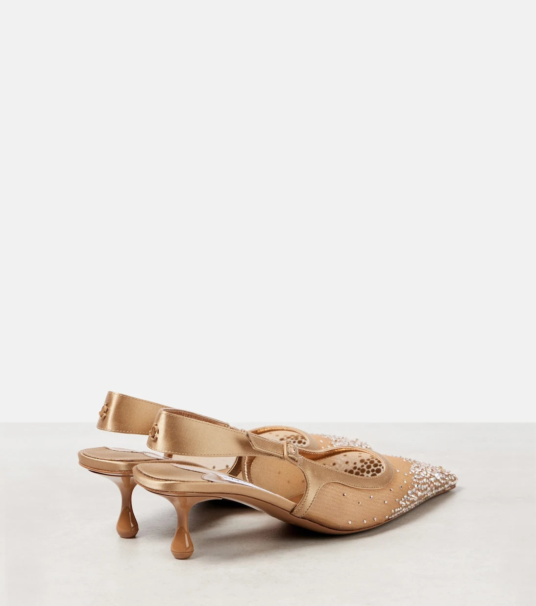 Jimmy Choo - حذاء أمل 50 بكعب عالٍ مزخرف وشريط خلفي شبكي