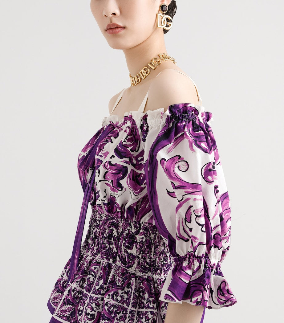 Multi Shirred Printed Top