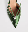 Malone Souliers Green Satin Moore Slingback Pumps 90