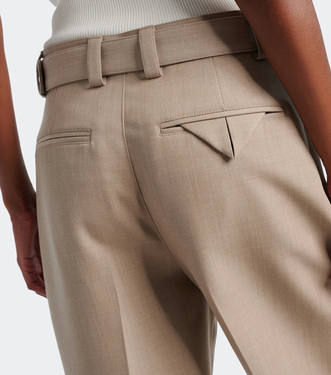 Bottega Veneta - Belted high-rise wool straight pants
