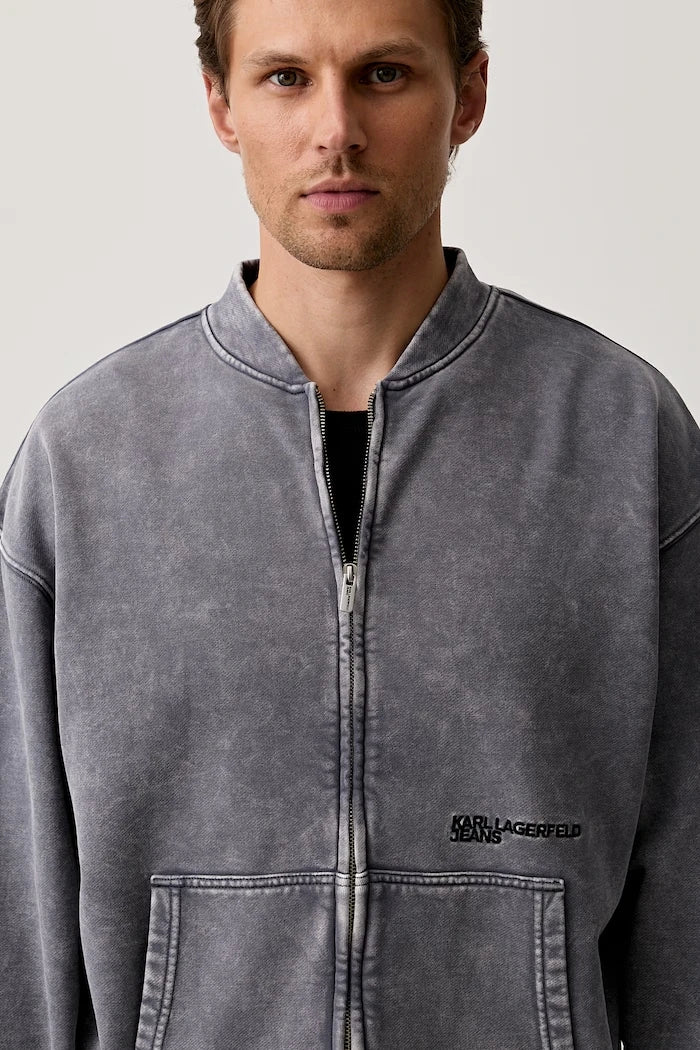 Karl Lagerfeld Jeans fermuarlı erkek pamuklu sweatshirt