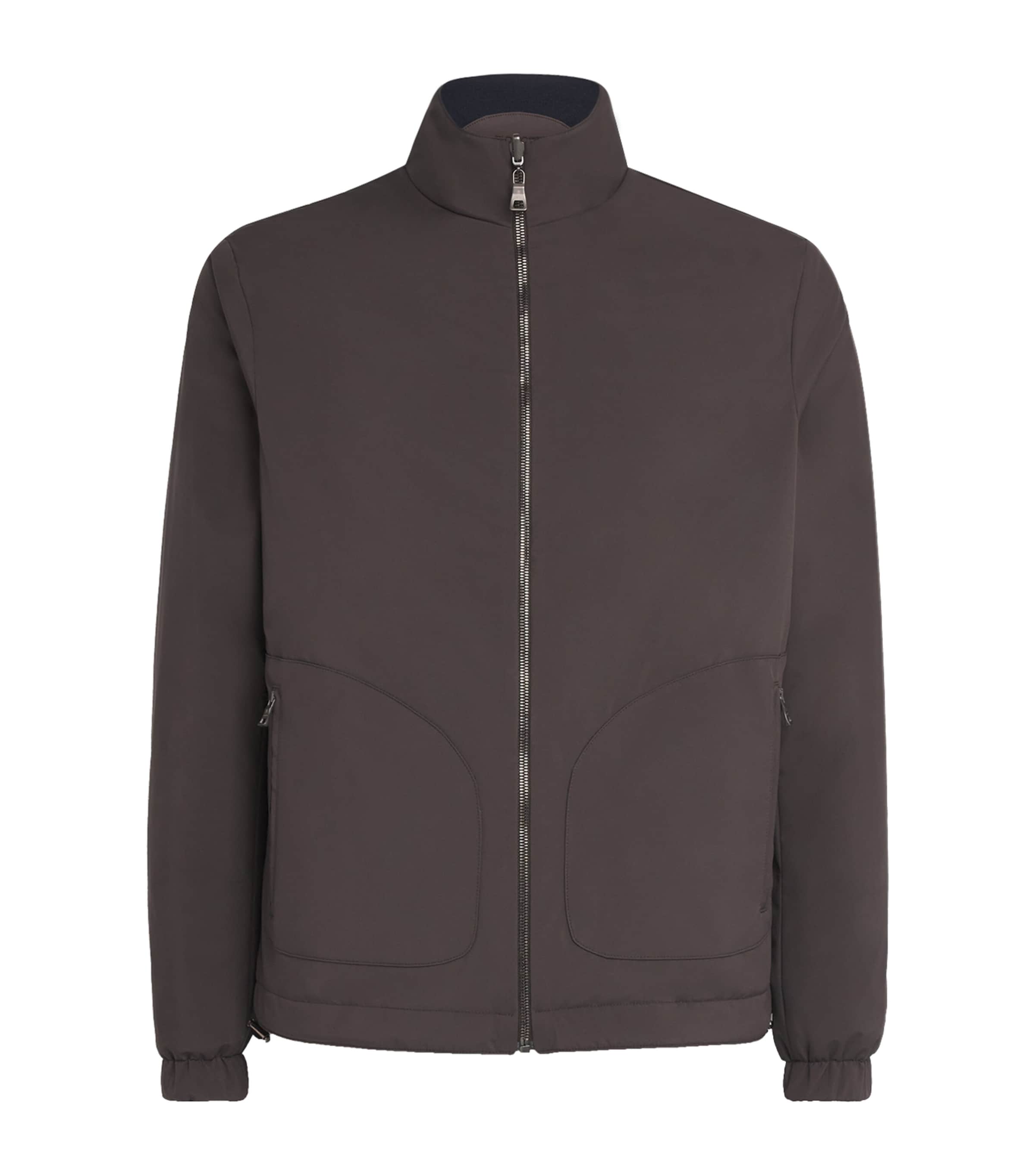 Fioroni Cashmere Beige Virgin Wool Reversible Bomber Jacket