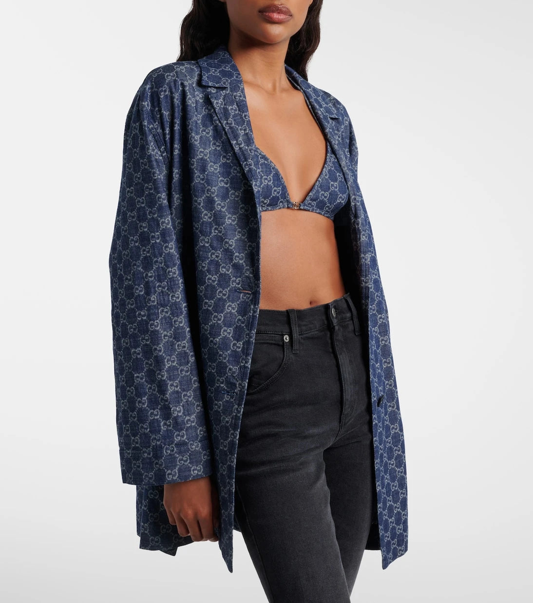 Gucci - GG denim jacquard bra top
