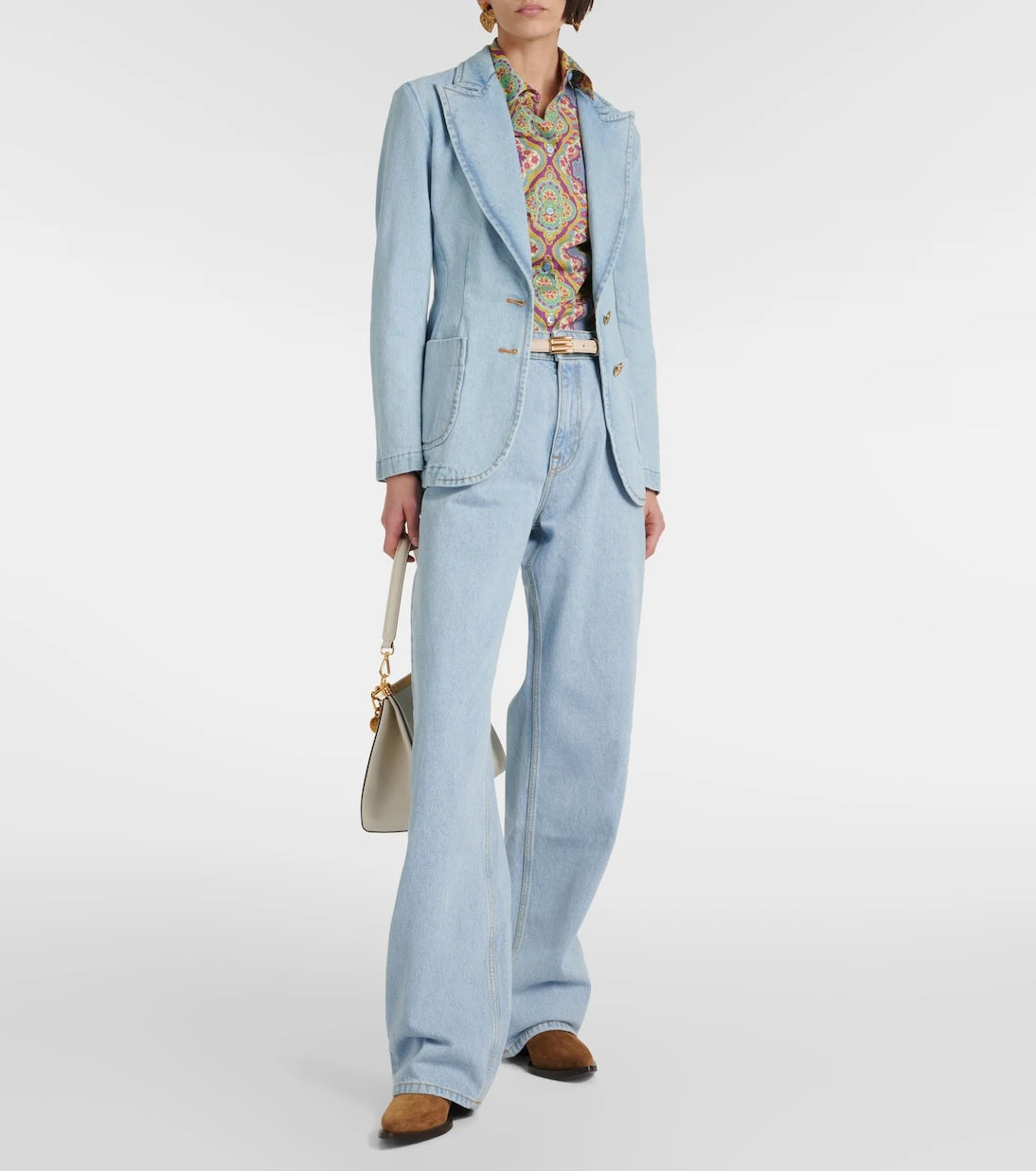 Etro - Embroidered denim blazer