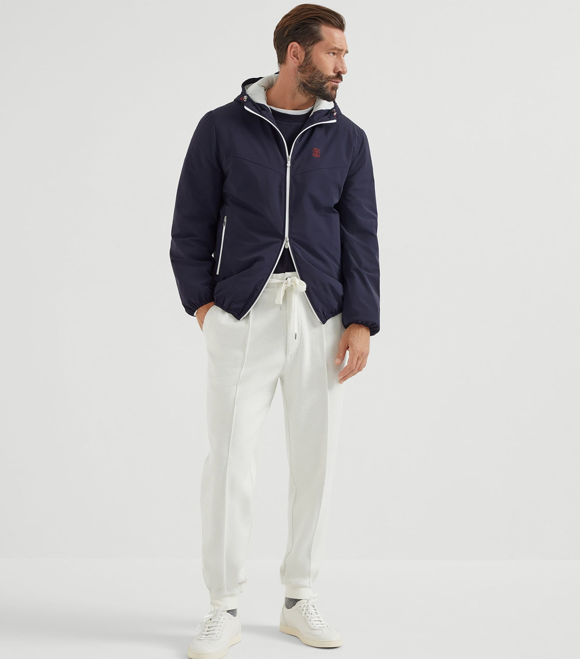 Blue Bonded Taffeta Logo Jacket