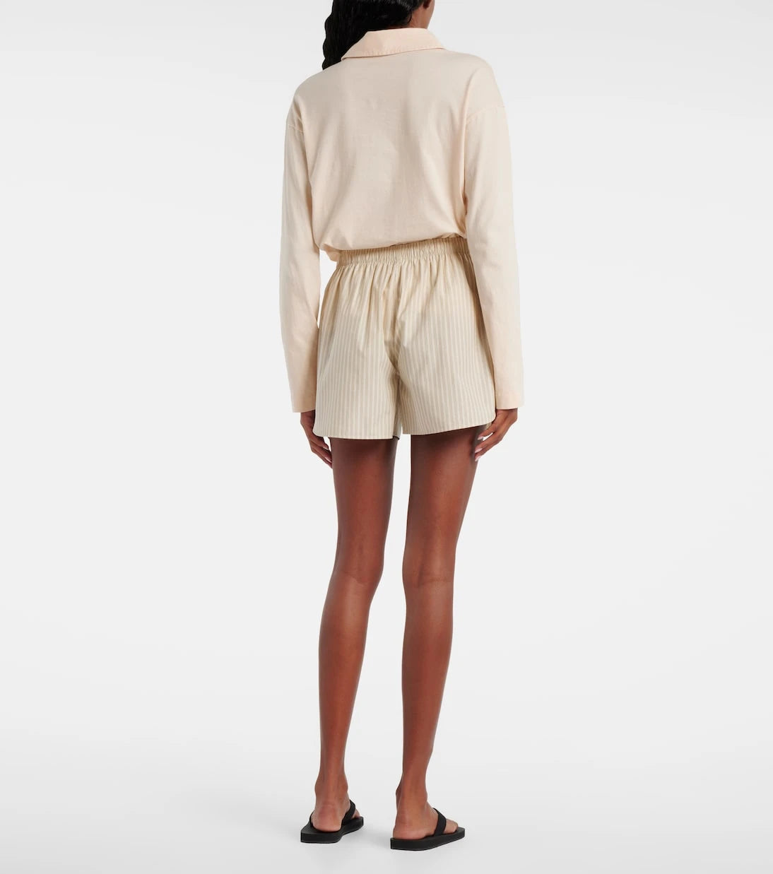 The Row - Nicasia striped cotton poplin shorts