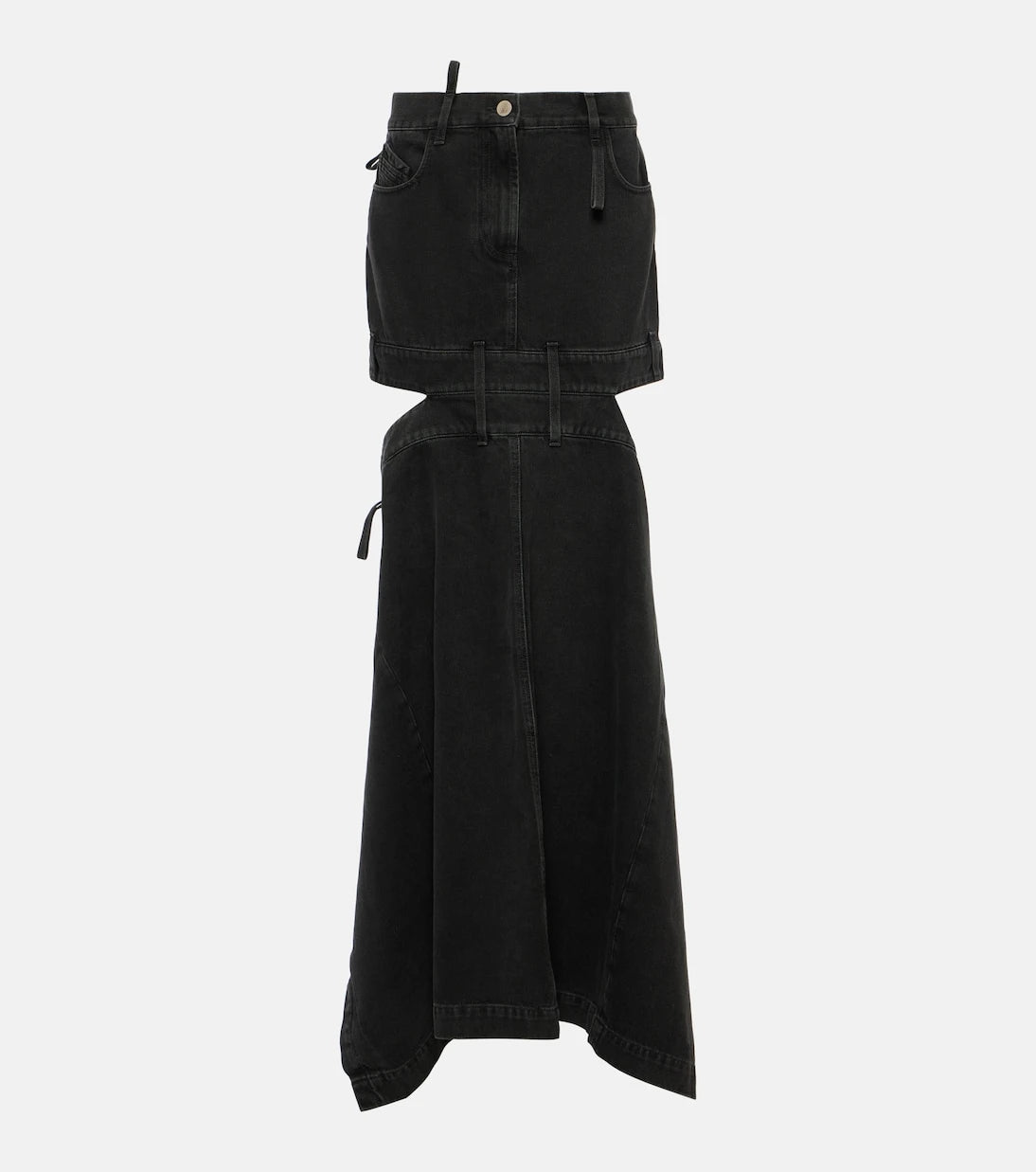 The Attico - Deconstructed denim maxi skirt