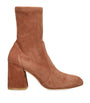 Stuart Weitzman Brown Stretch-Suede Flareblock Ankle Boots 85