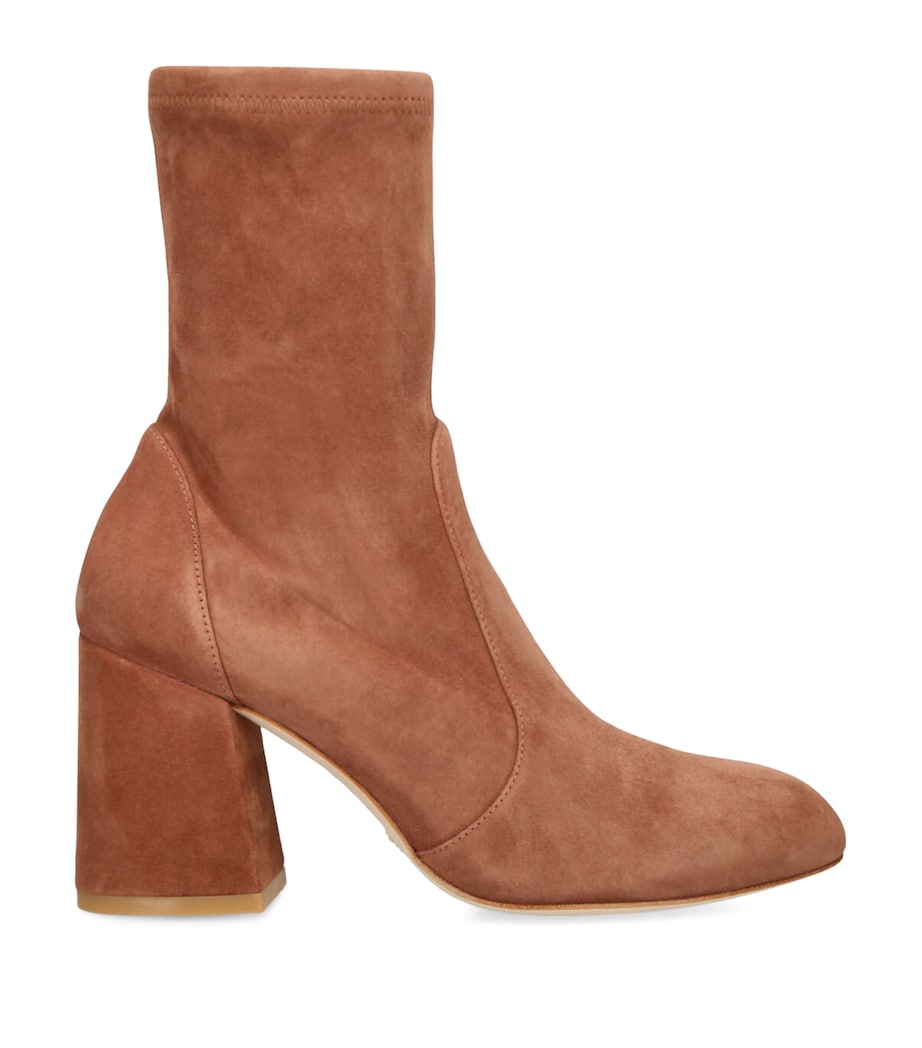 Stuart Weitzman Brown Stretch-Suede Flareblock Ankle Boots 85