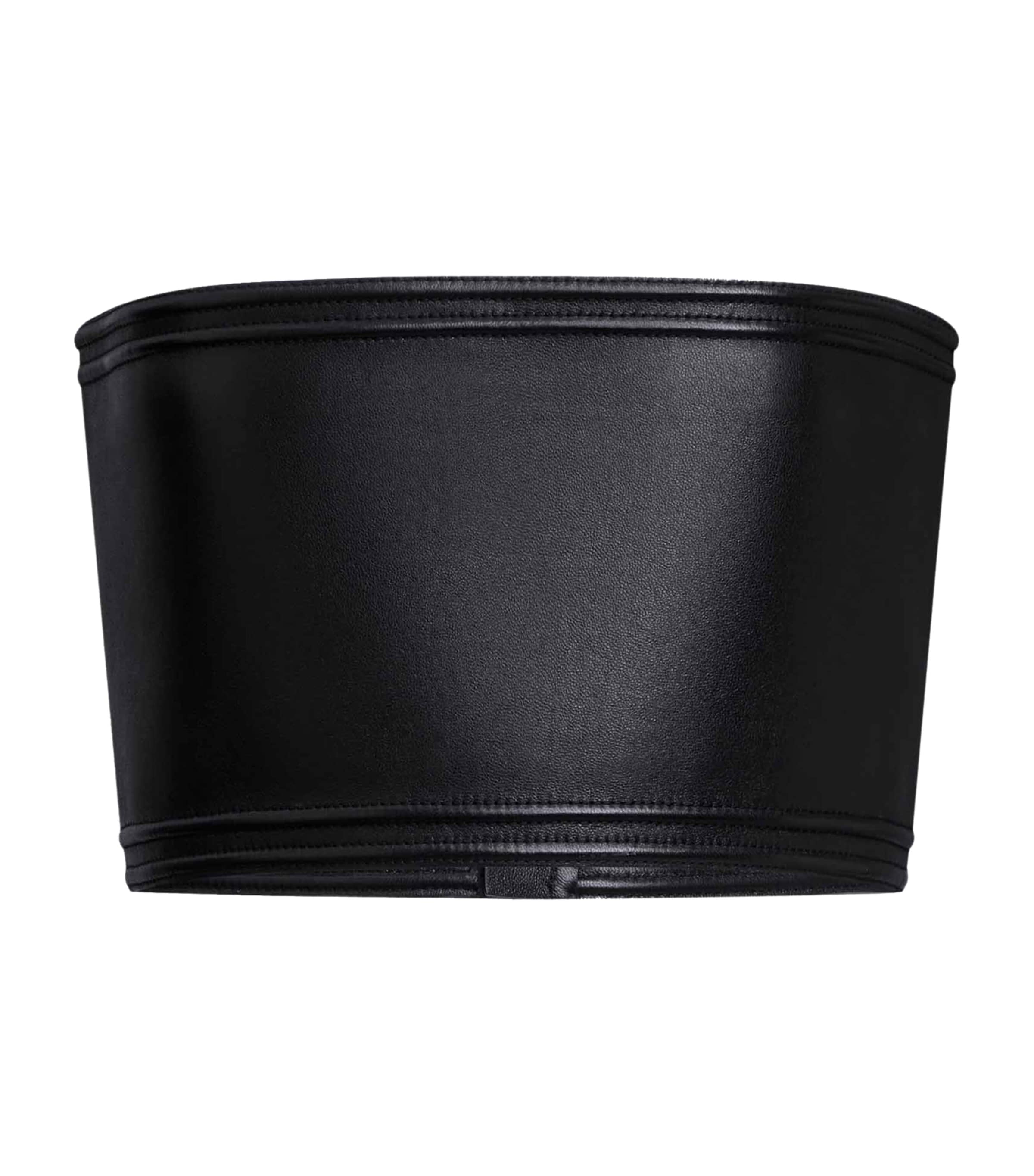 Alaïa Black Lambskin Leather Bustier Bandeau Top