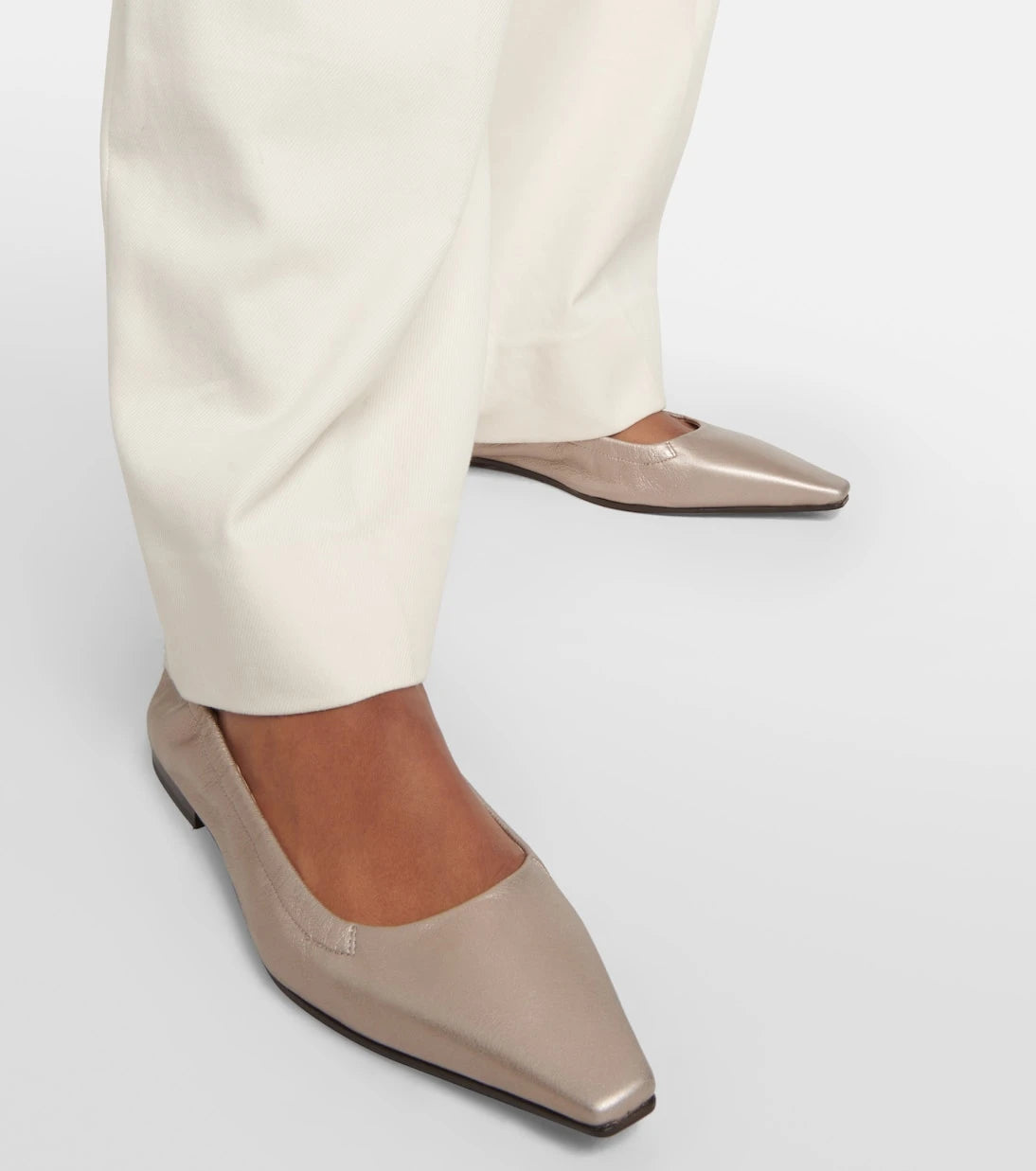 Brunello Cucinelli - Metallic leather ballet flats