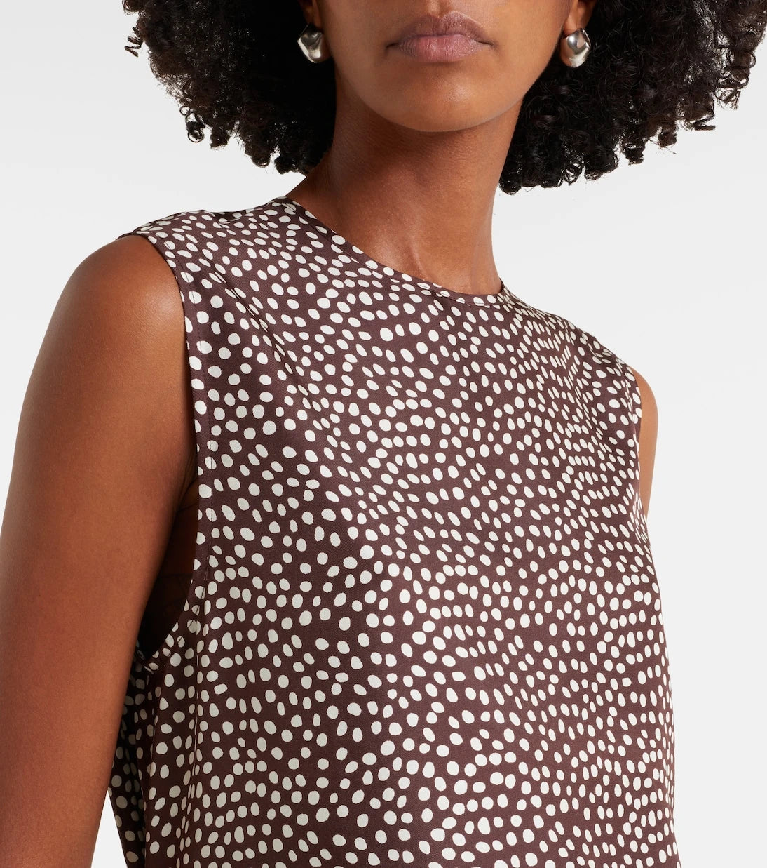 Asceno - Sintra polka-dot silk twill minidress