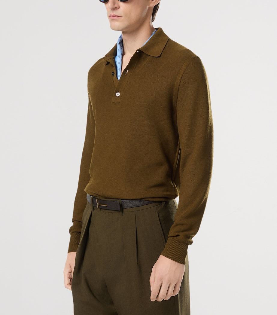 TOM FORD Green Silk-Cotton Polo Shirt