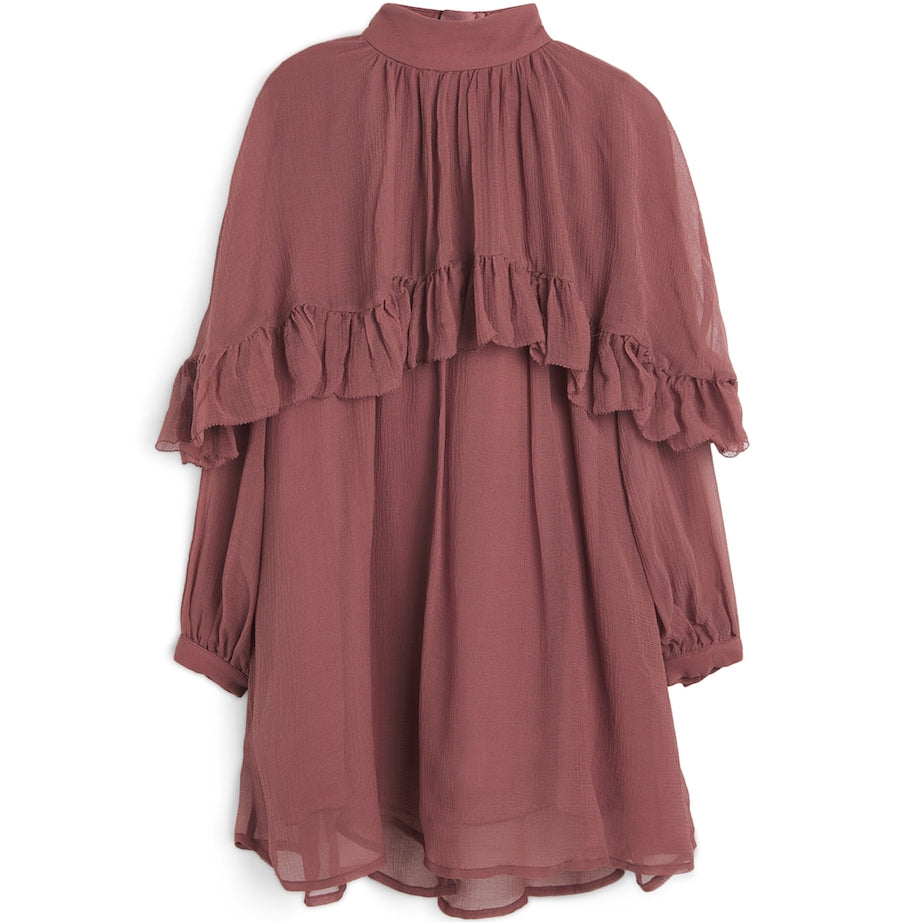Chloé Kids Burgundy Silk Layered Dress (14 Years)