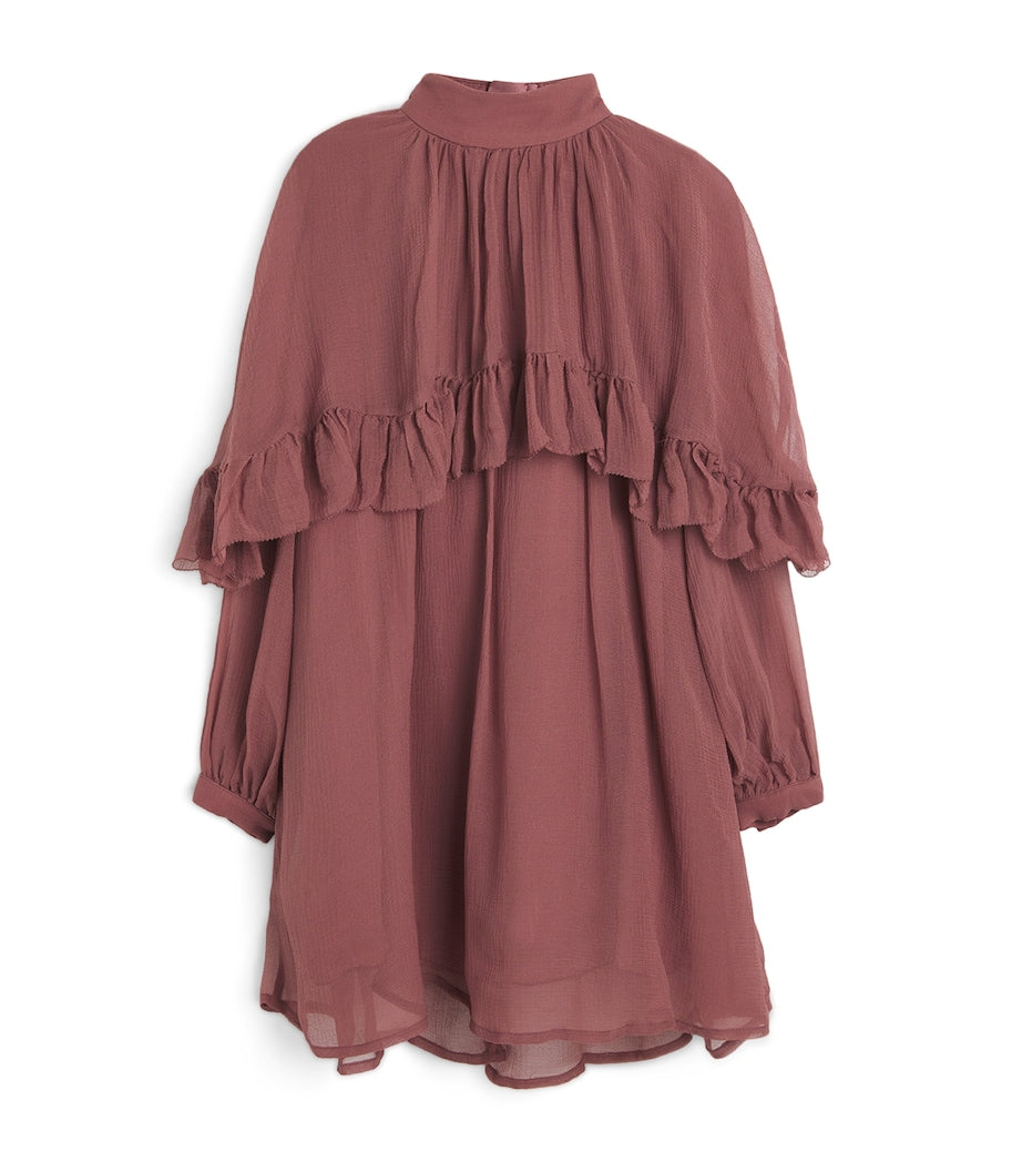 Chloé Kids Burgundy Silk Layered Dress (14 Years)