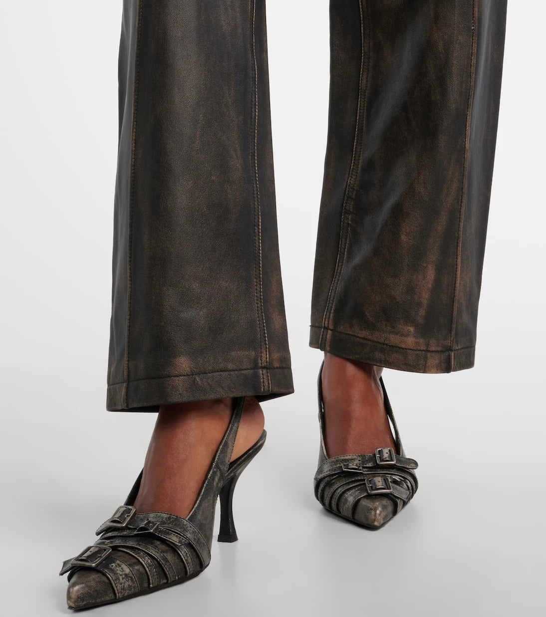 Jacques Wei - High-rise leather wide-leg pants
