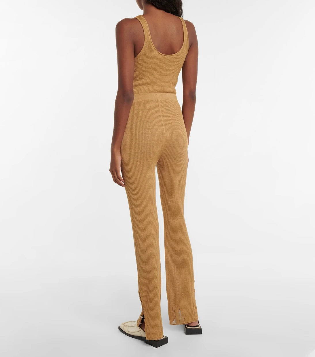 Acne Studios - سويتر ضيق من مزيج الكتان المحبوك المضلع
