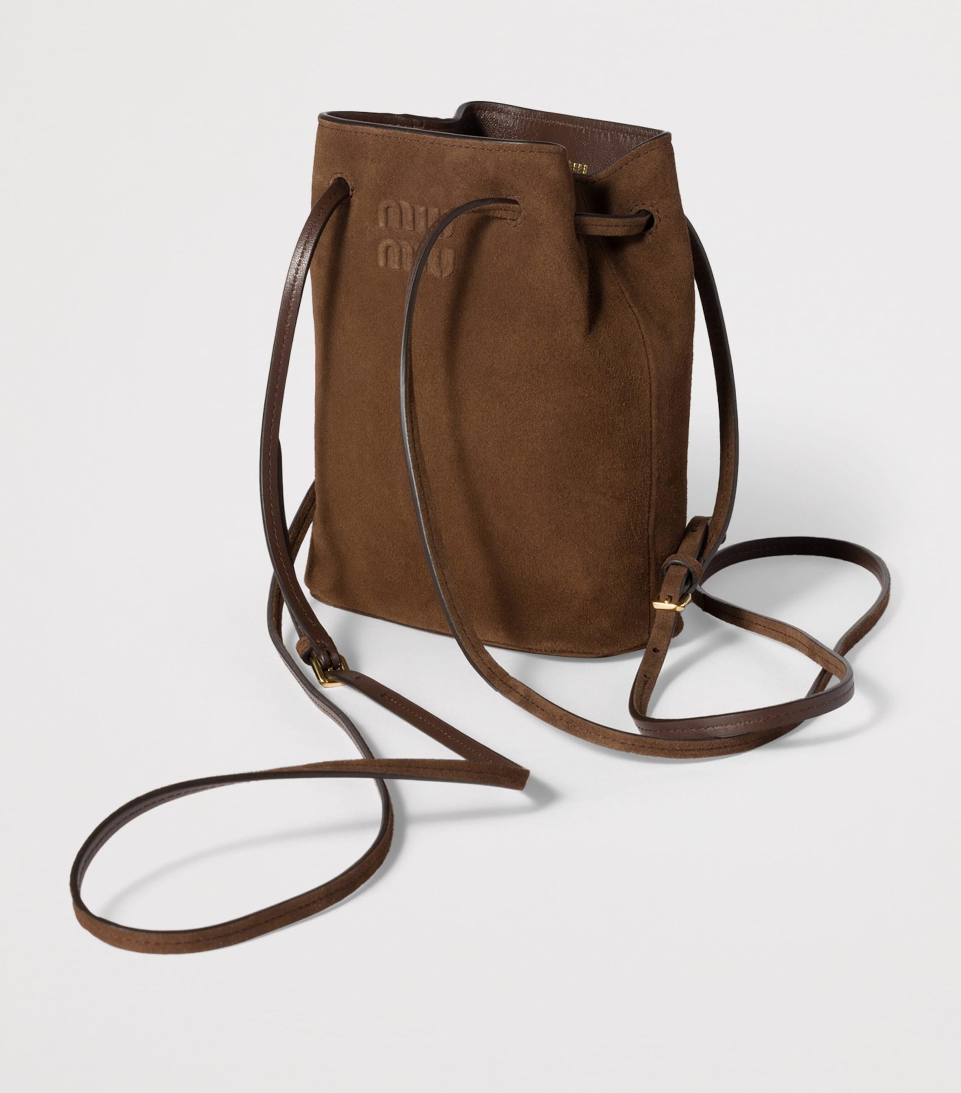 Miu Miu Brown Suede Logo Pouch