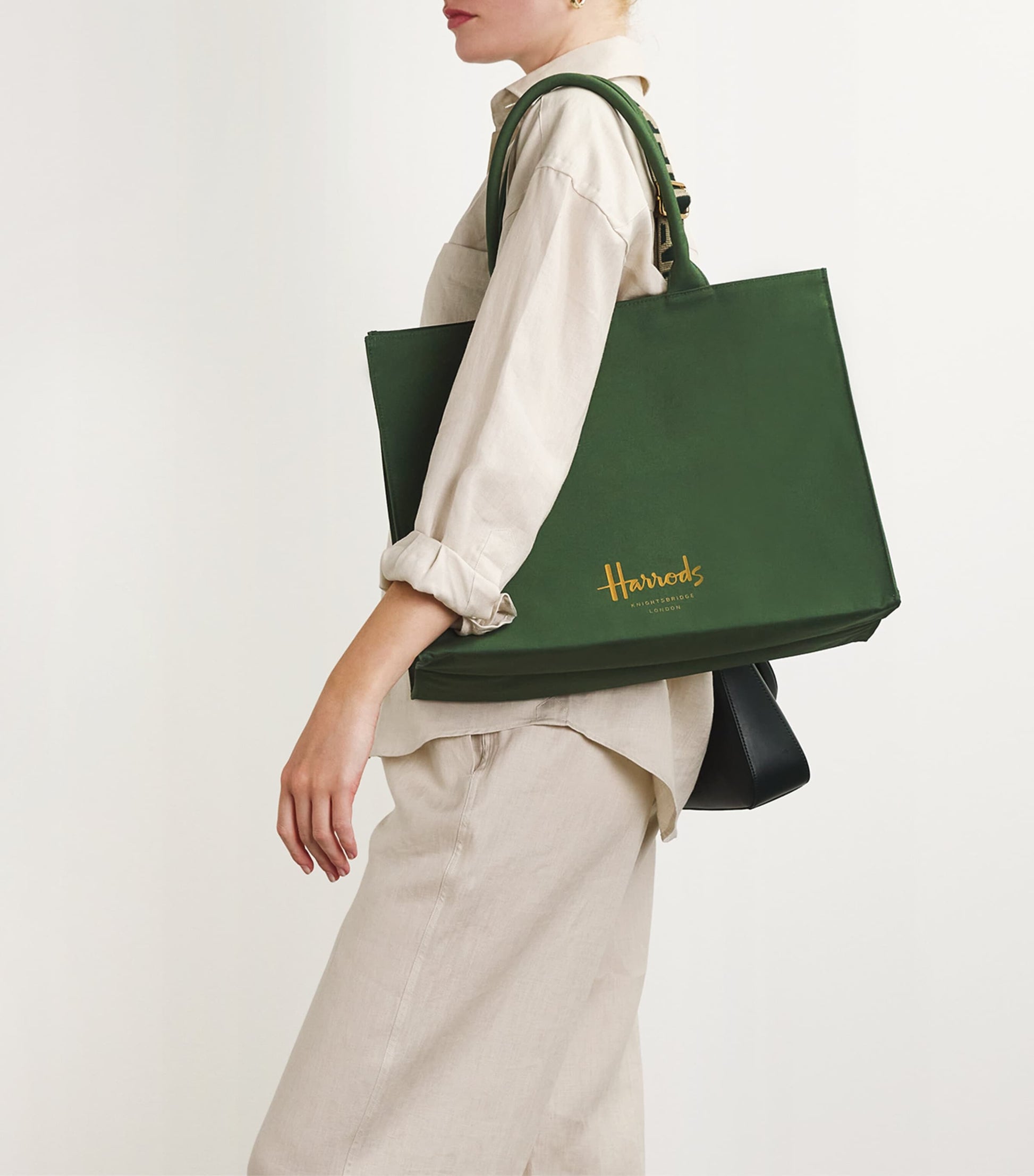 Green Large Cotton Logo Tote Bag