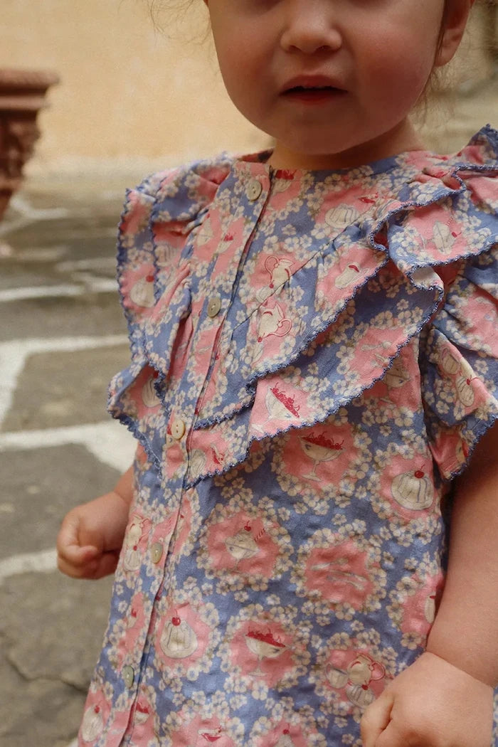 Konges Sløjd KIM FRILL SS SHIRT GOTS Çocuk Pamuk Bluz