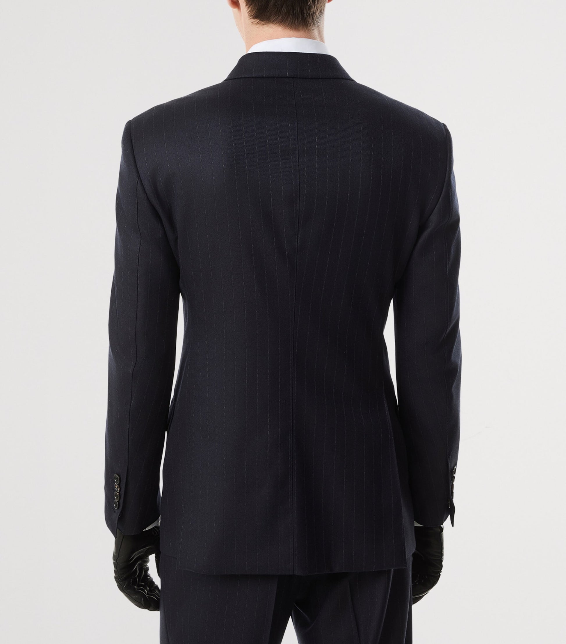 Navy Wool Pinstripe Blazer