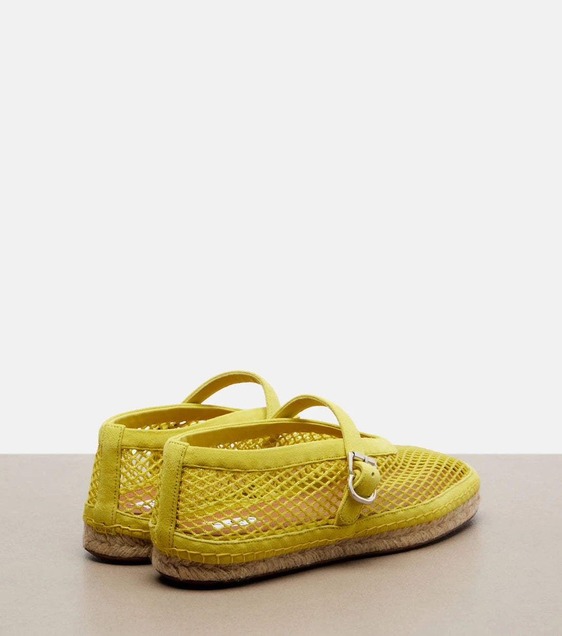 Alaïa - Fishnet suede-trimmed espadrilles