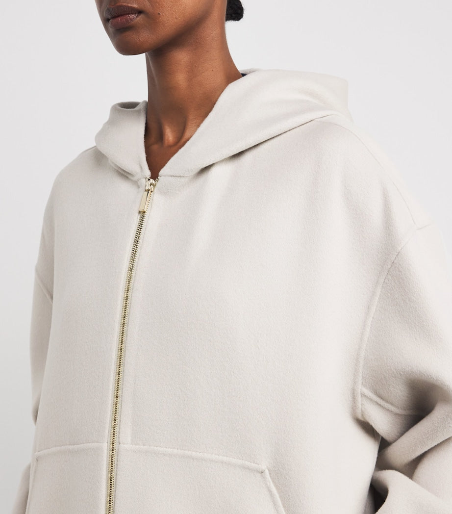 Max Mara White Virgin Wool Hooded Coat
