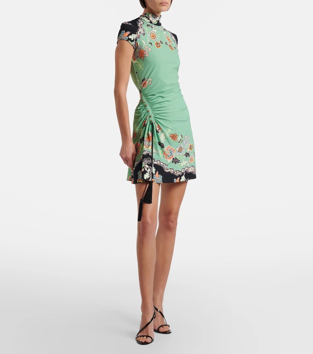 Roberto Cavalli - Floral gathered jersey minidress