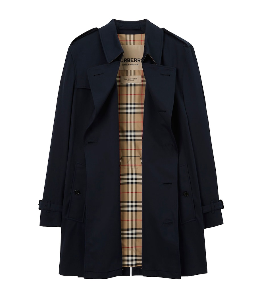 Burberry Blue Short Kensington Heritage Trench Coat