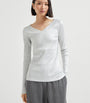 Beige Stretch-Cotton Monili Long-Sleeve T-Shirt