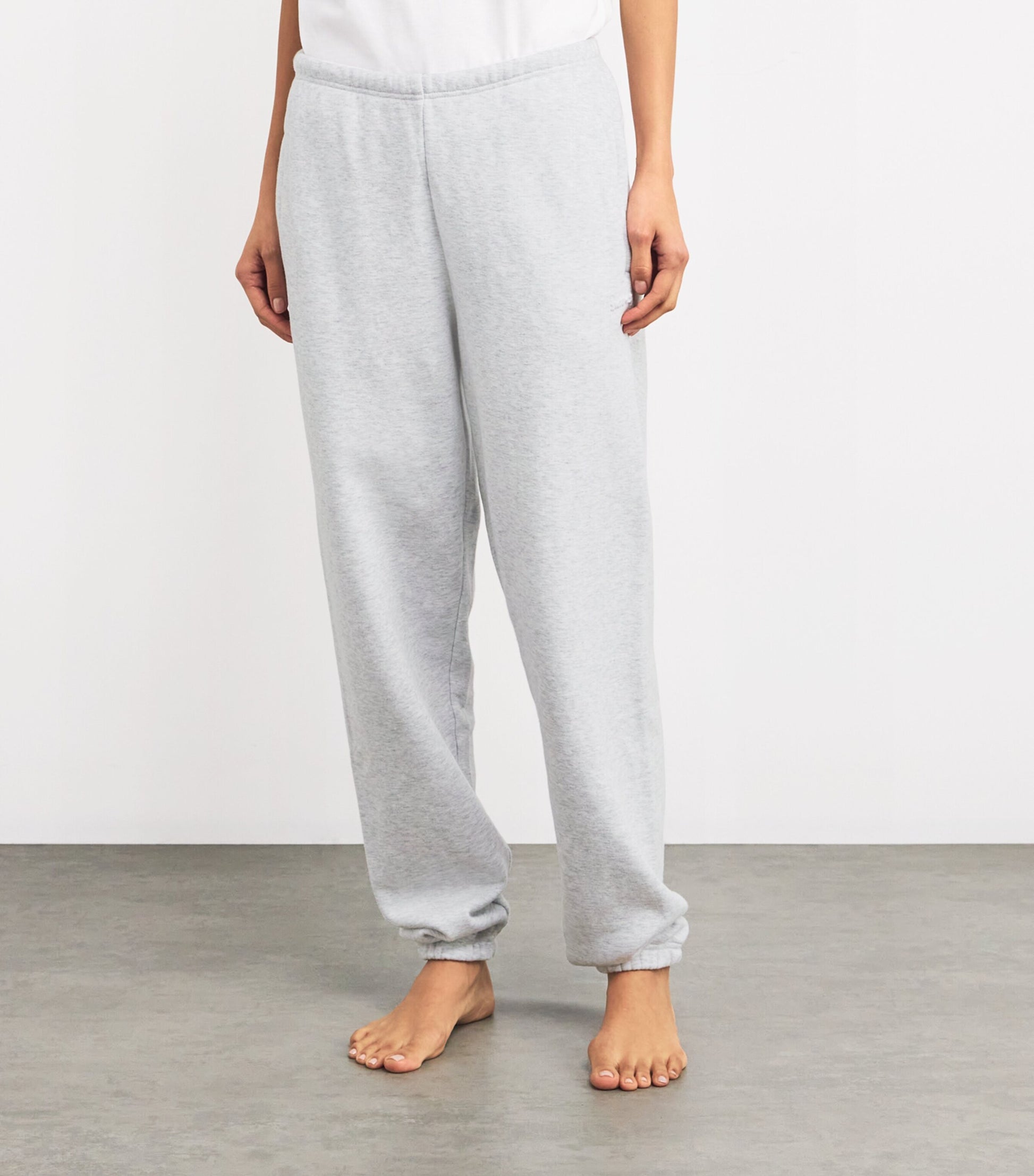 Grey Cotton-Blend Fleece Sweatpants
