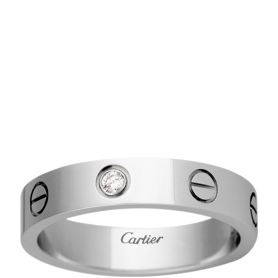 White Gold and Diamond LOVE Wedding Band