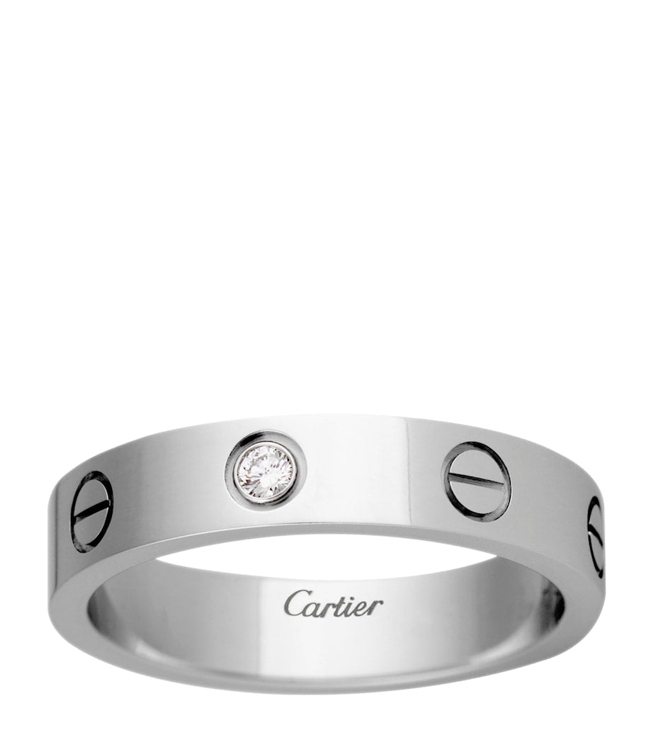 White Gold and Diamond LOVE Wedding Band