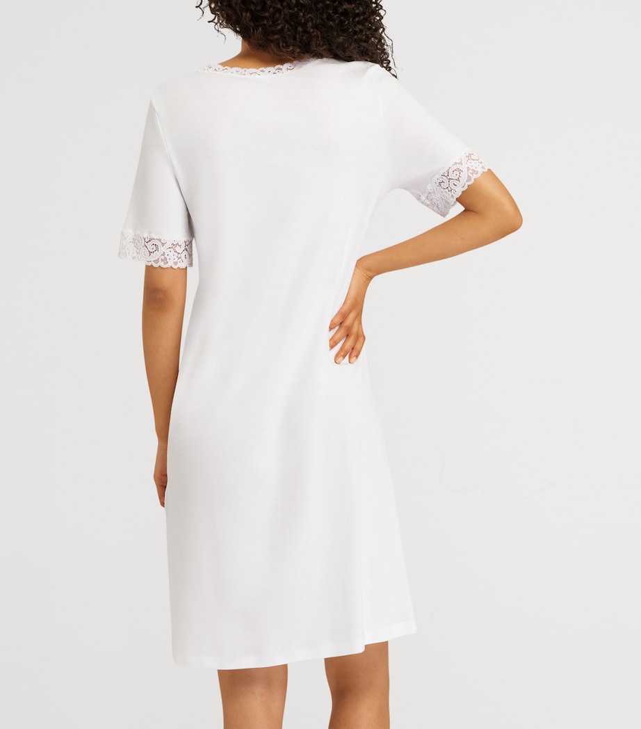 Hanro White Cotton Lace-Trim Moments Nightdress