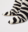 Jimmy Choo Black x Conner Ives Gloria 85 Pony Hair Zebra Knee-High Boots