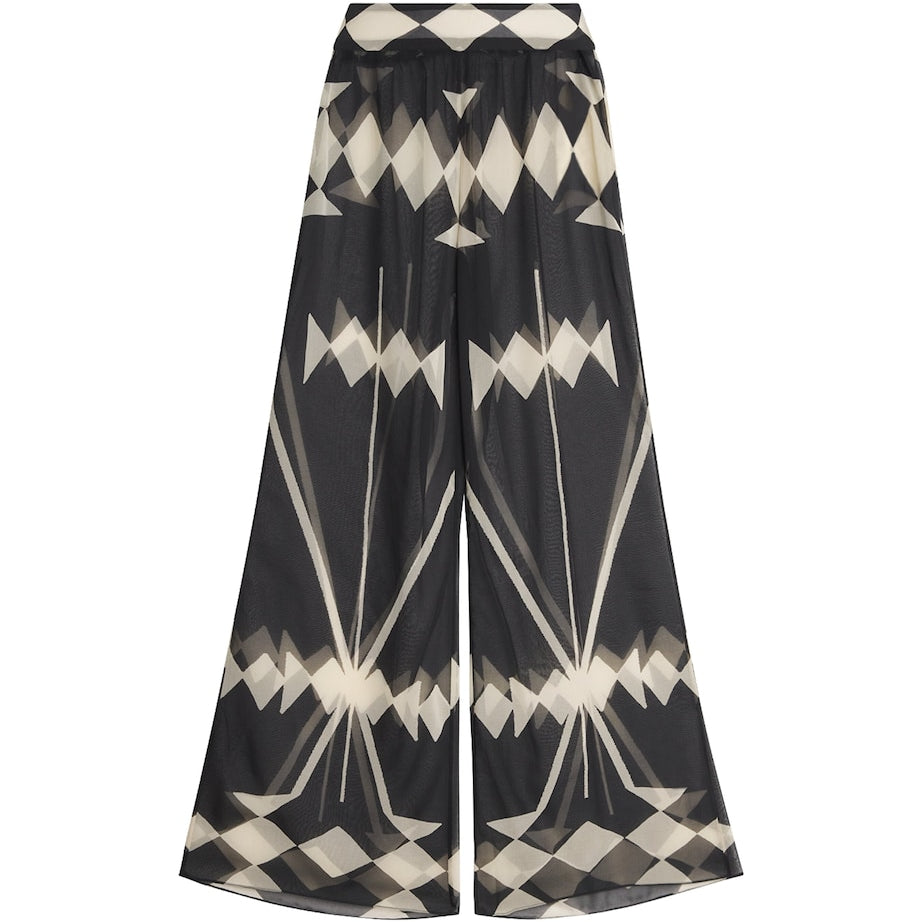 Johanna Ortiz Black Georgette Printed Rapsodia Trousers