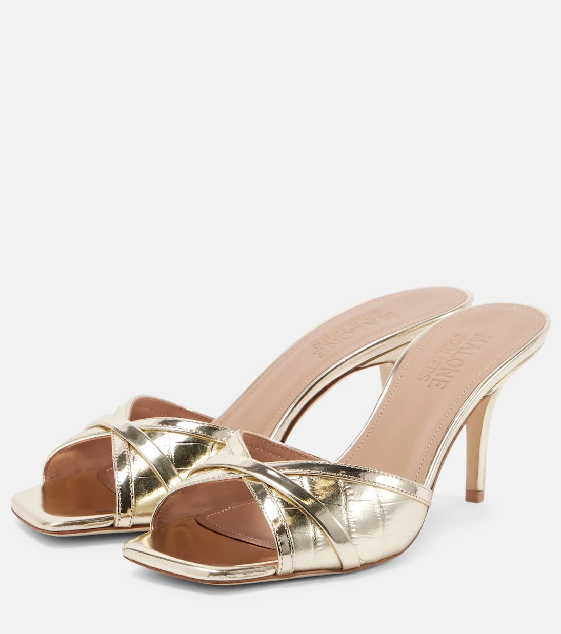 Malone Souliers - Perla 70 croc-effect leather mules