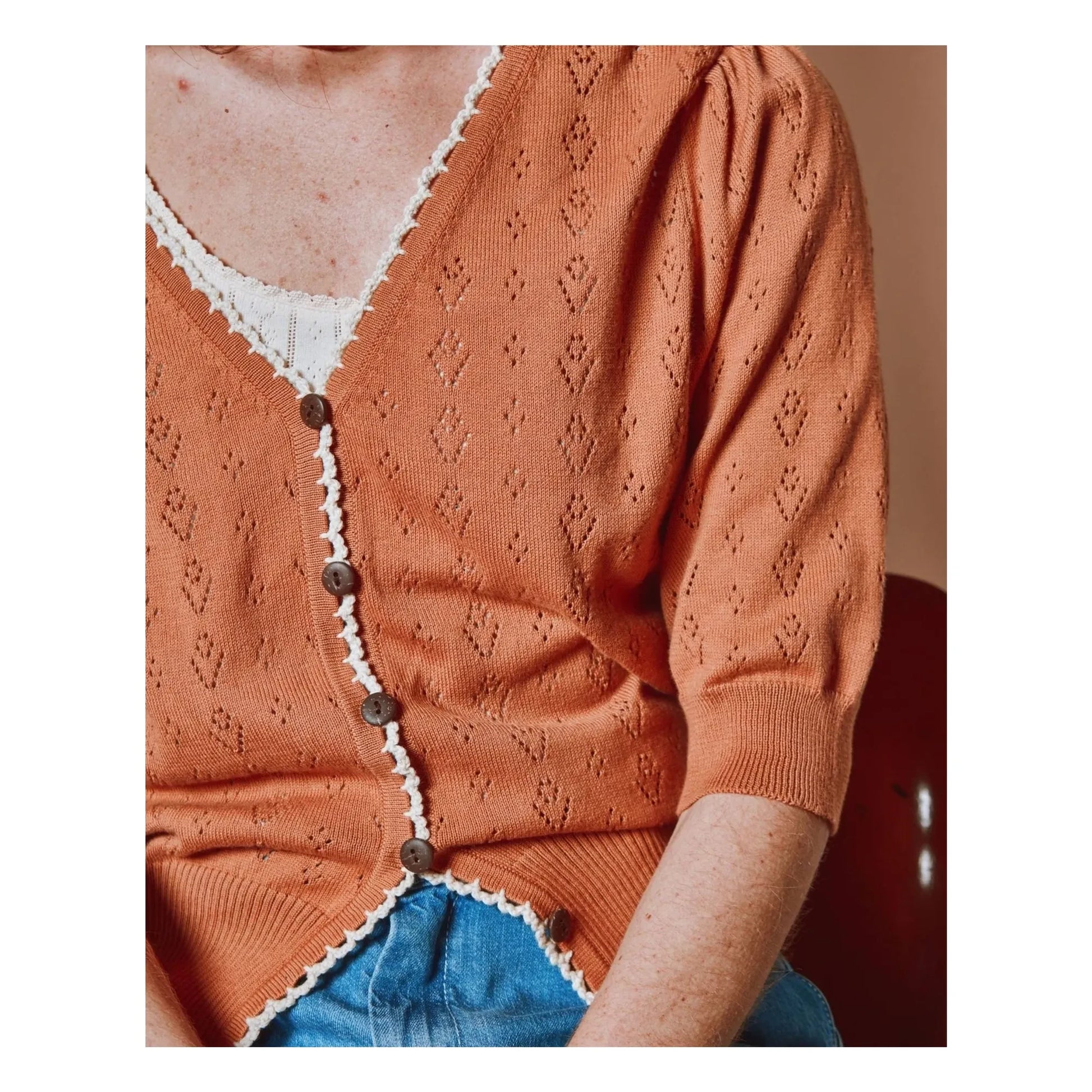 Emile et Ida - Organic cotton openwork cardigan | Cannelle