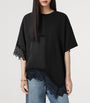 AllSaints Black Cotton Lace-Trim Lenny T-Shirt