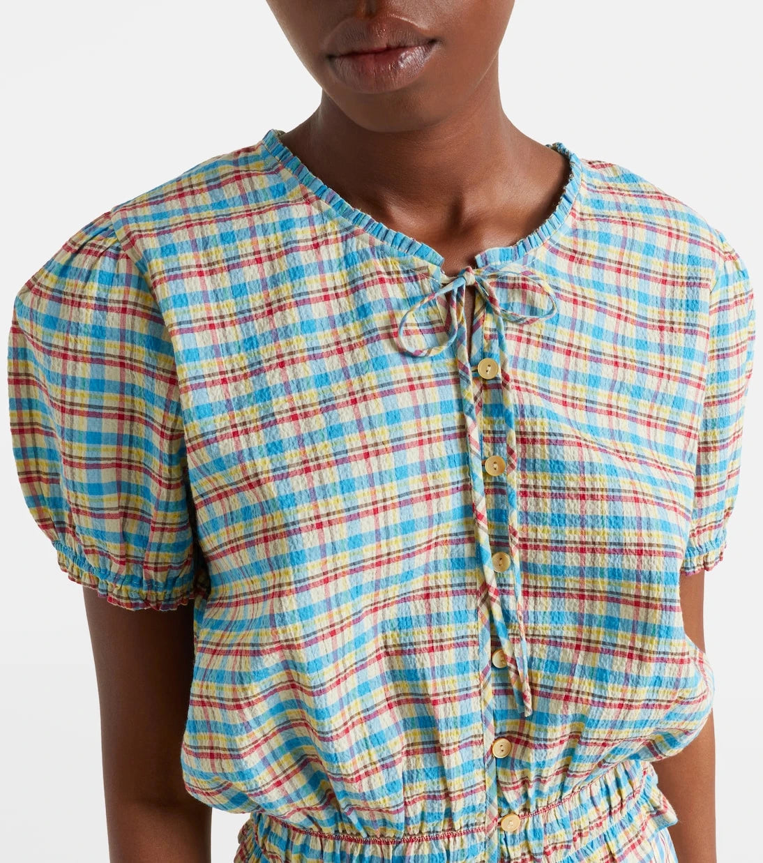 Faithfull - Santana checked cotton-blend top