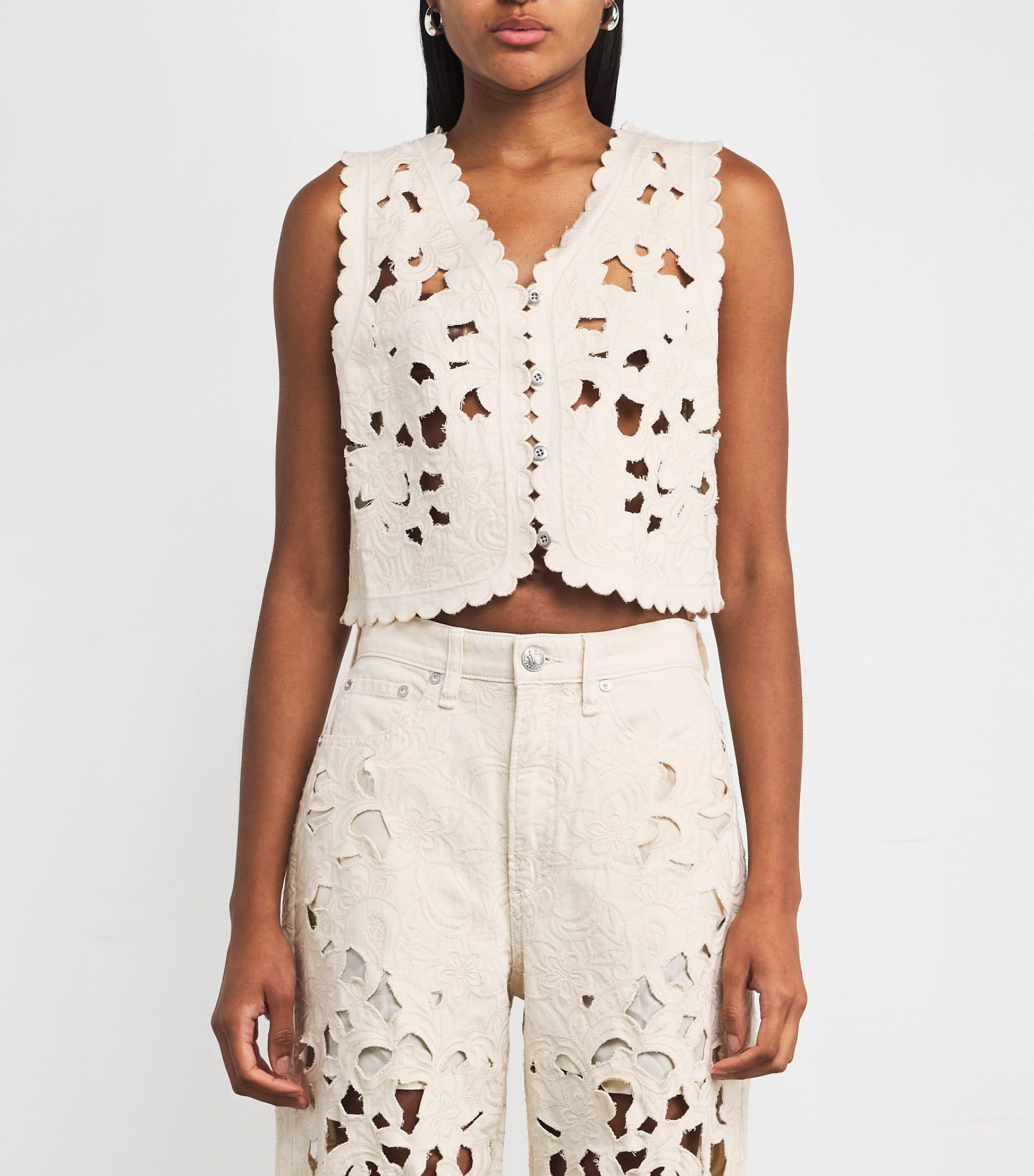 Rag & Bone Ivory Cut-Out Coralie Vest