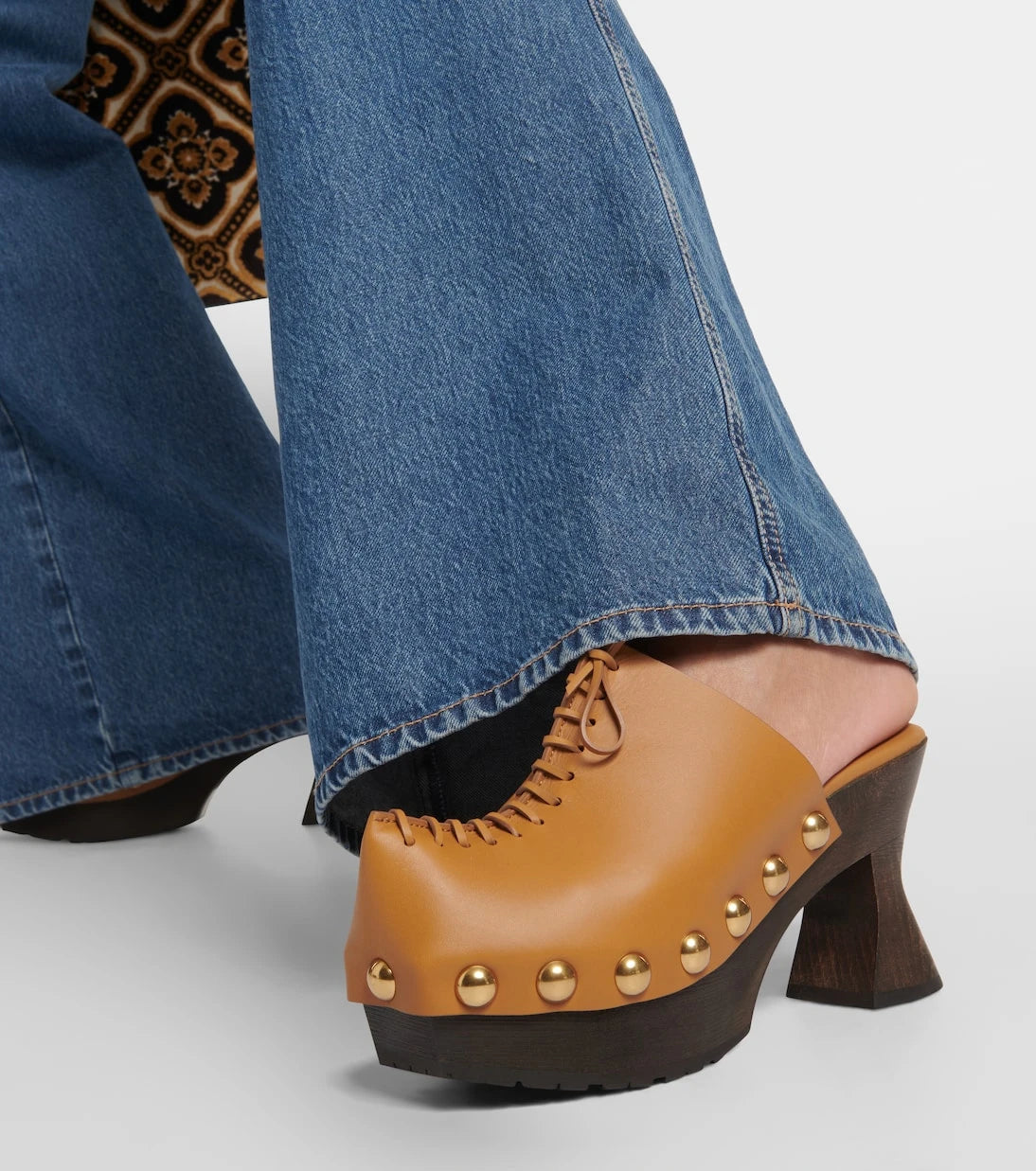 Etro - 50 leather platform clogs