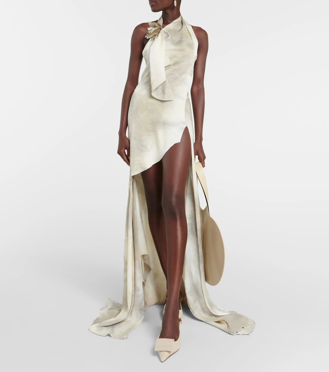 Coperni - Floral-appliqué asymmetric gown