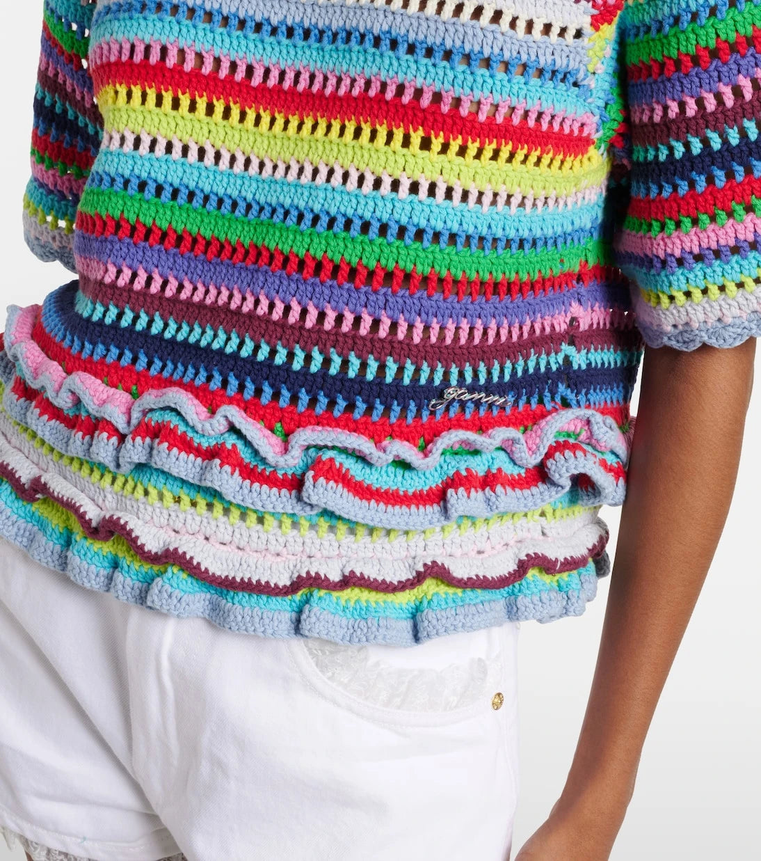 Ganni - Crocheted cotton top