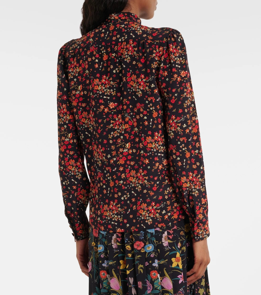 Gucci - Bow-detail floral silk blouse