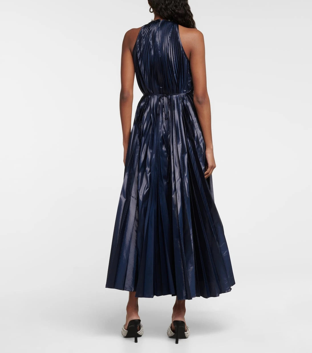 Christopher Kane - Embellished halterneck lamé midi dress