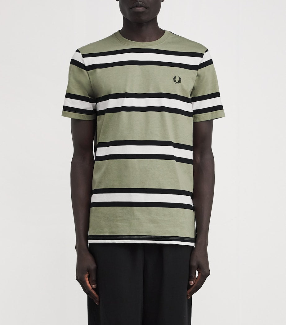 Fred Perry Cotton Stripe Laurel Wreath T-Shirt