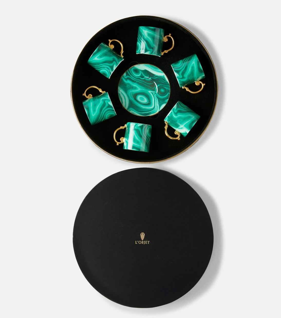 L'Objet - طقم فناجين قهوة اسبريسو وصحون من 6 قطع بتصميم الملكيت